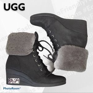UGG Zea WP Genuine Shearling Lined Wedge Boot